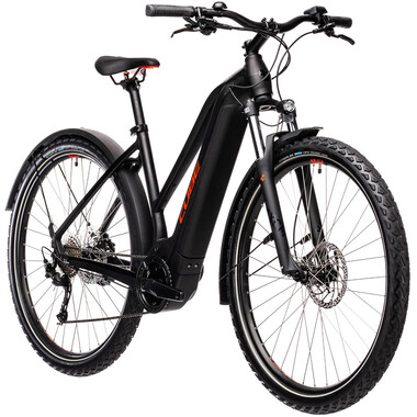 Bicicleta todocamino eléctrica CUBE NATURE HYBRID ONE 625 ALLROAD TRAPEZ Mujer Negro/Rojo 2021 0